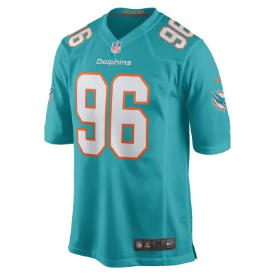 Men's Miami Dolphins Porter Gustin Aqua Game Player Jersey 02