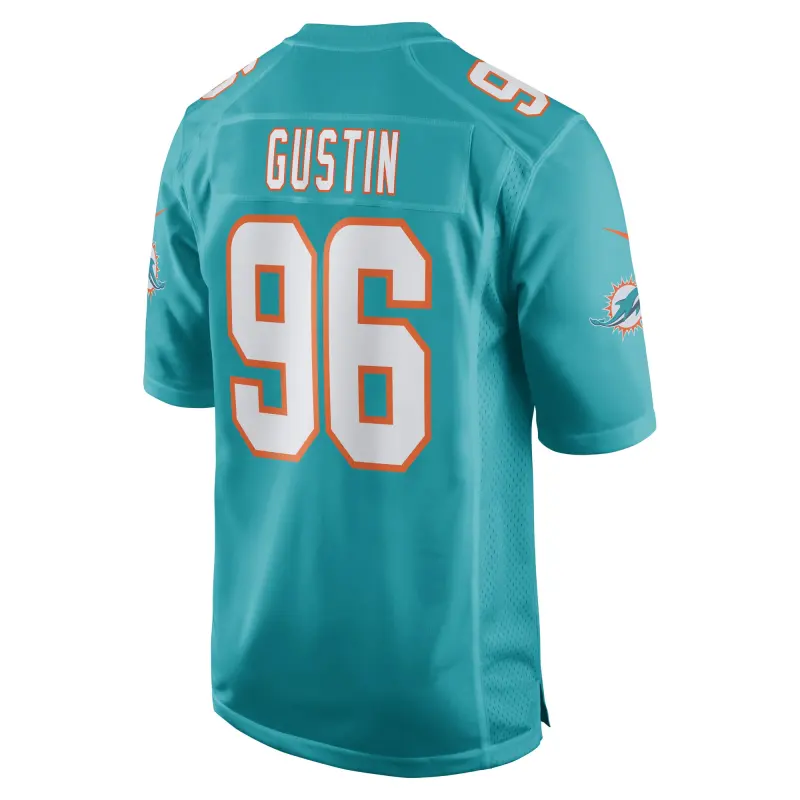 Men's Miami Dolphins Porter Gustin Aqua Game Player Jersey