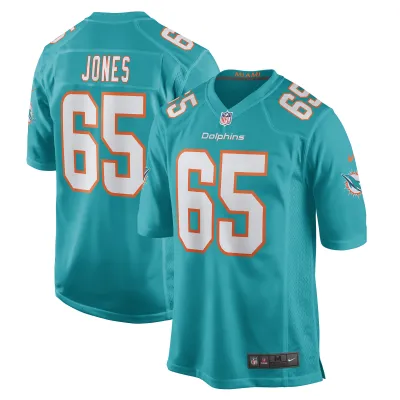 Men's Miami Dolphins Robert Jones Aqua Game Jersey 01