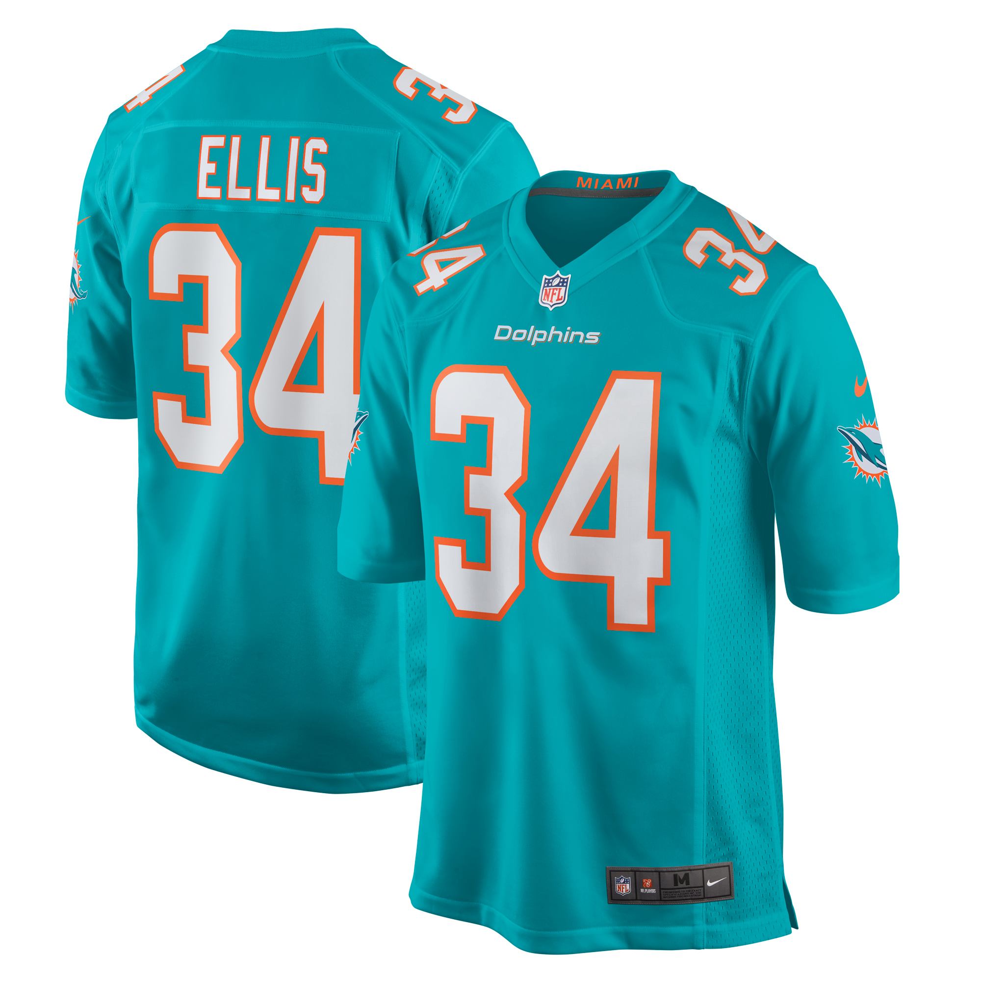 Men's Miami Dolphins Tino Ellis Aqua Home Game Player Jersey