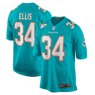 Men's Miami Dolphins Tino Ellis Aqua Home Game Player Jersey 01