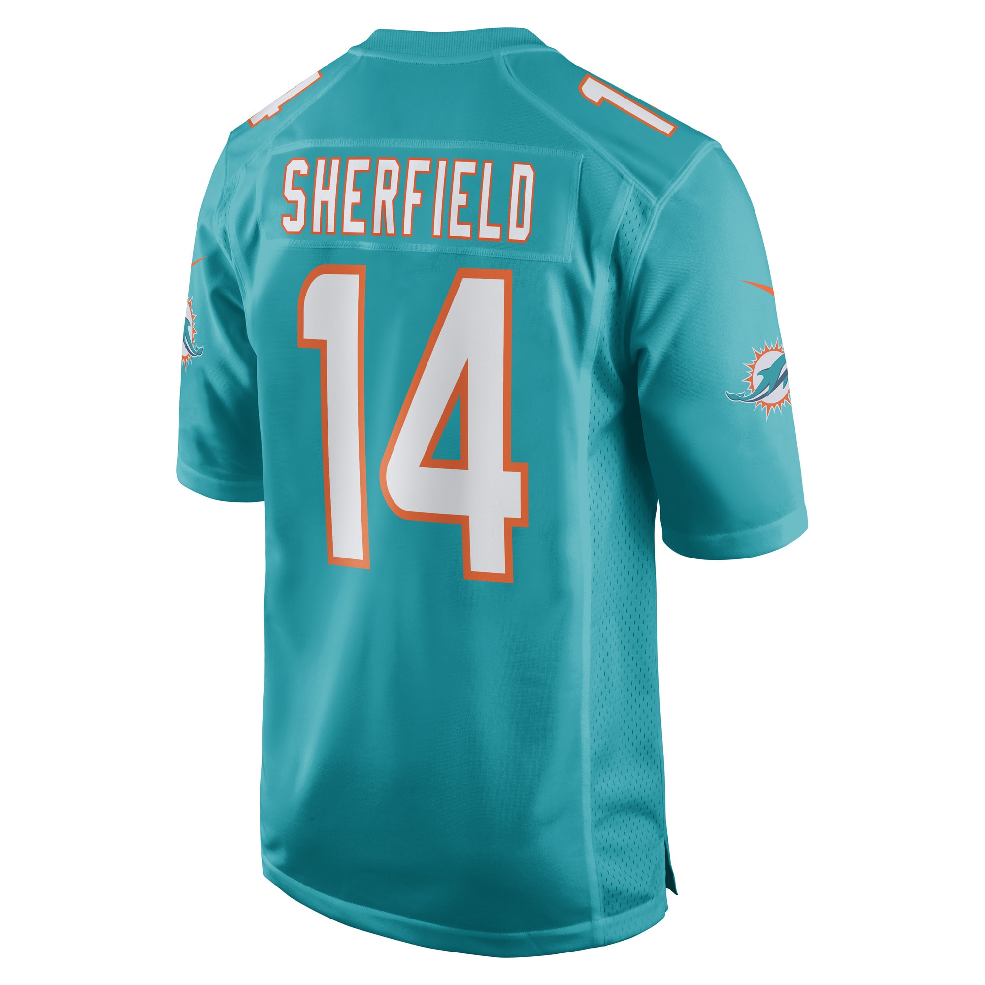 Men's Miami Dolphins Trent Sherfield Aqua Game Player Jersey