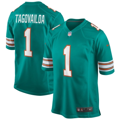 Men's Miami Dolphins Tua Tagovailoa Aqua Alternate Game Jersey 01