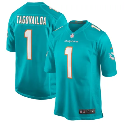 Men's Miami Dolphins Tua Tagovailoa  Aqua Player Game Jersey 01