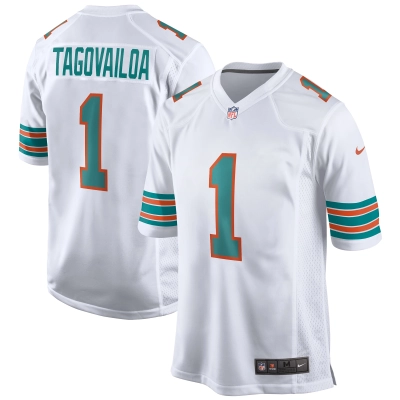 Men's Miami Dolphins Tua Tagovailoa White 2nd Alternate Game Jersey 01