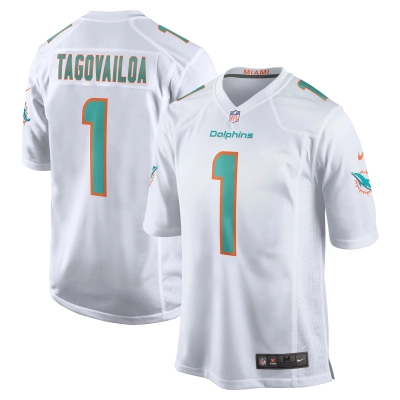 Men's Miami Dolphins Tua Tagovailoa White Game Jersey 01