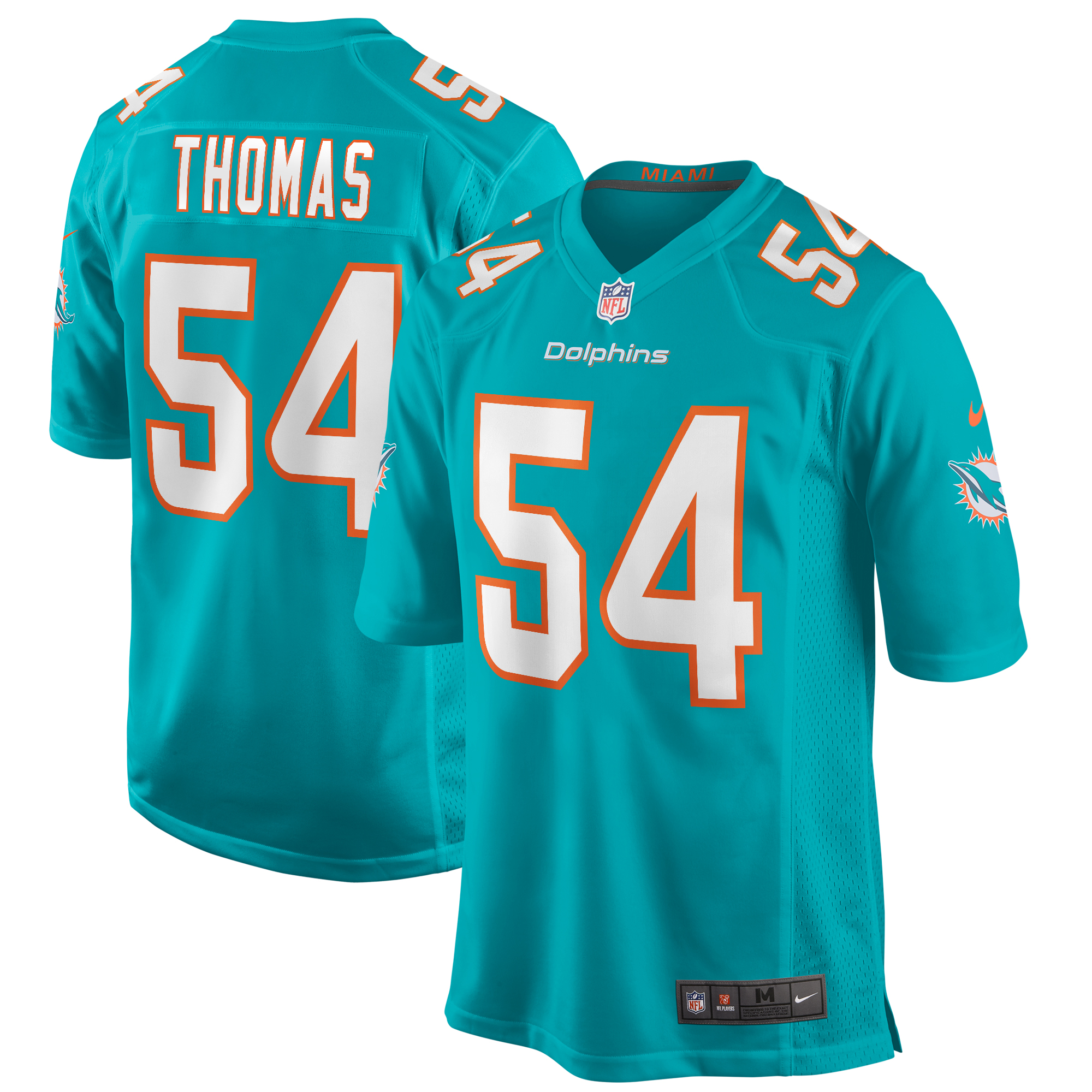 Men's Miami Dolphins Zach Thomas Aqua Game Retired Player Jersey