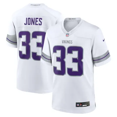Men's Minnesota Vikings Aaron Jones White Alternate Game Player Jersey 01