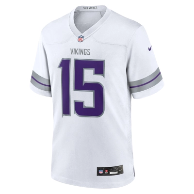 Men's Minnesota Vikings Dallas Turner White Alternate Game Player Jersey 02