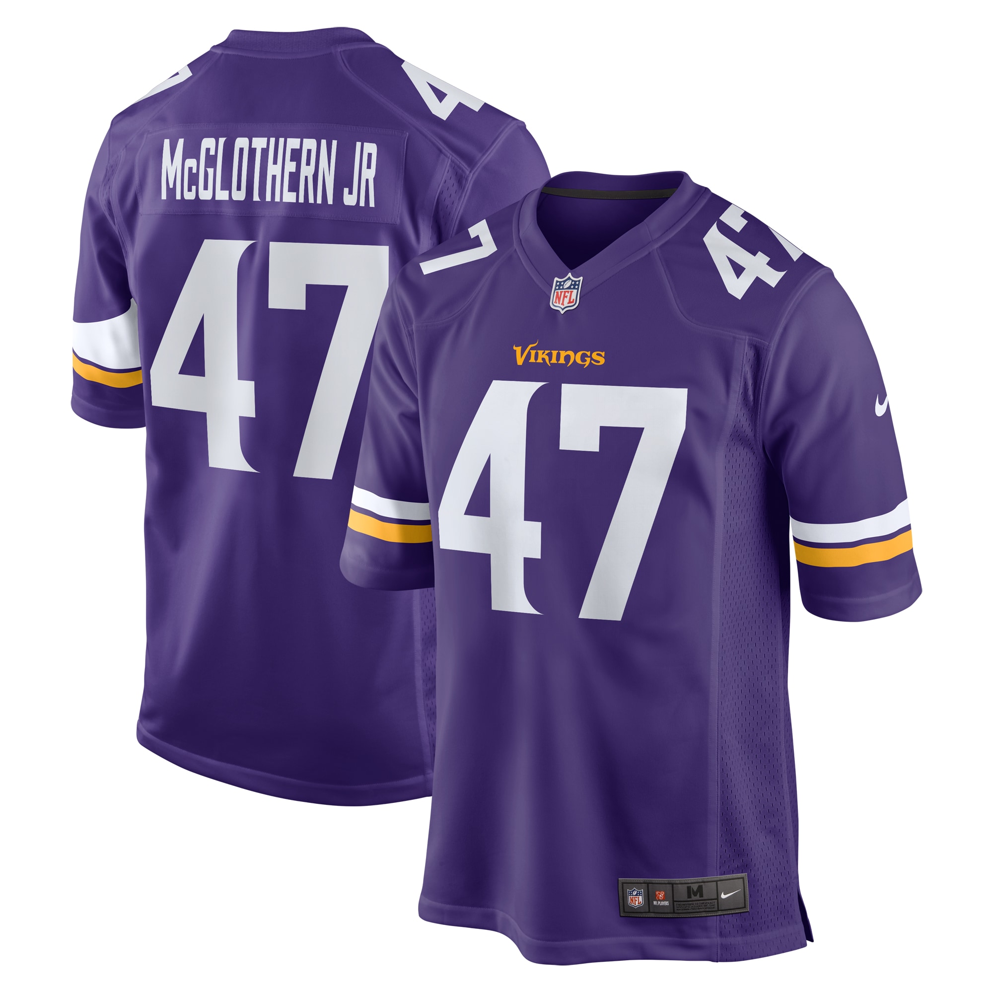Men's Minnesota Vikings Dwight McGlothern Jr.  Purple Game Jersey