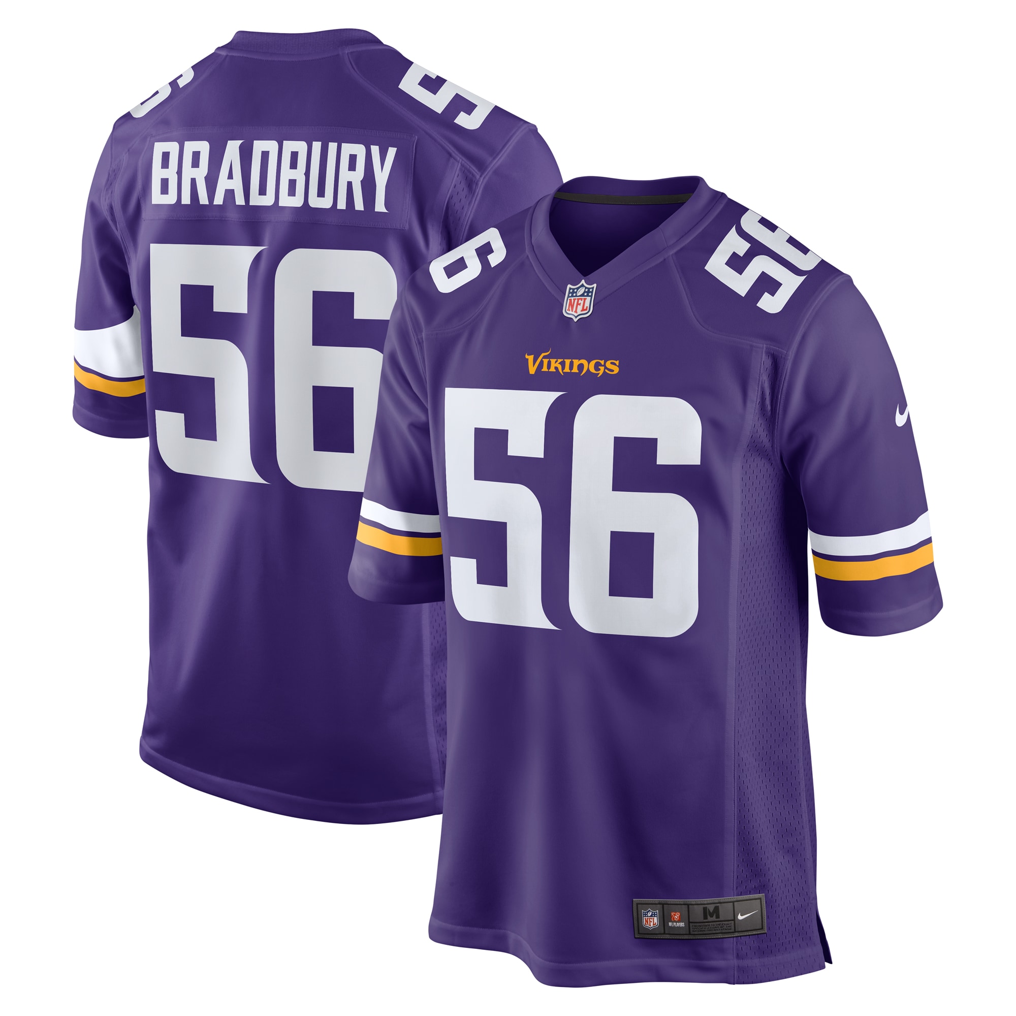 Men's Minnesota Vikings Garrett Bradbury Purple Game Jersey
