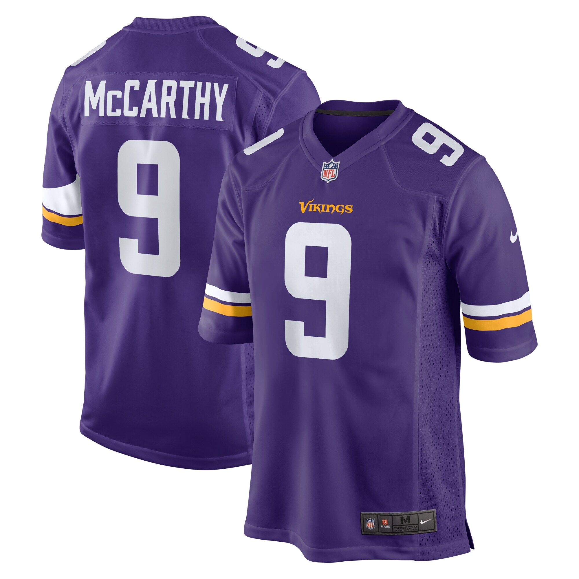 Men's Minnesota Vikings J.J. McCarthy Purple 2024 NFL Draft First Round Pick Player Game Jersey