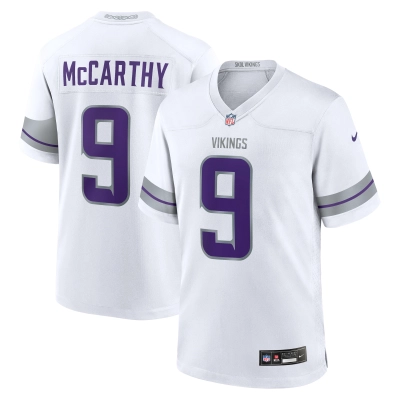 Men's Minnesota Vikings J.J. McCarthy White Alternate Game Player Jersey 01