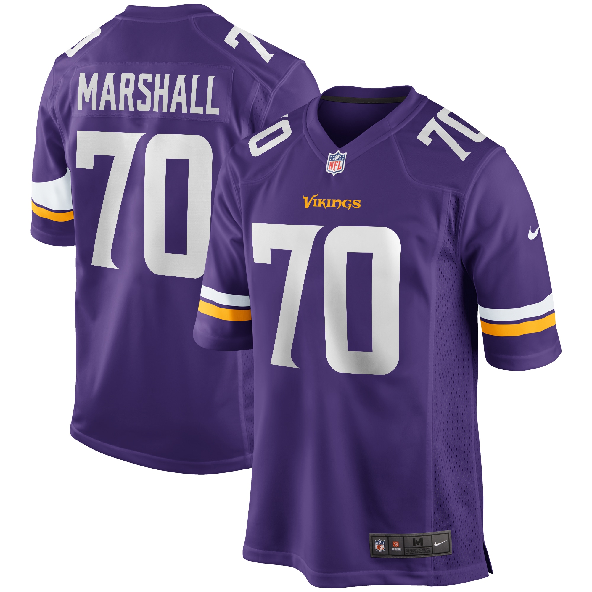Men's Minnesota Vikings Jim Marshall Purple Game Retired Player Jersey