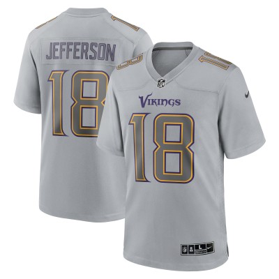 Men's Minnesota Vikings Justin Jefferson Gray Atmosphere Fashion Game Jersey 01
