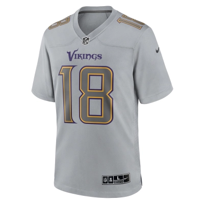 Men's Minnesota Vikings Justin Jefferson Gray Atmosphere Fashion Game Jersey 02