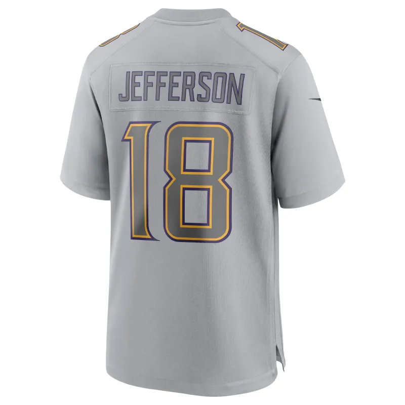 Men's Minnesota Vikings Justin Jefferson Gray Atmosphere Fashion Game Jersey