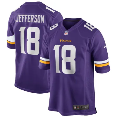 Men's Minnesota Vikings Justin Jefferson  Purple Player Game Jersey 01