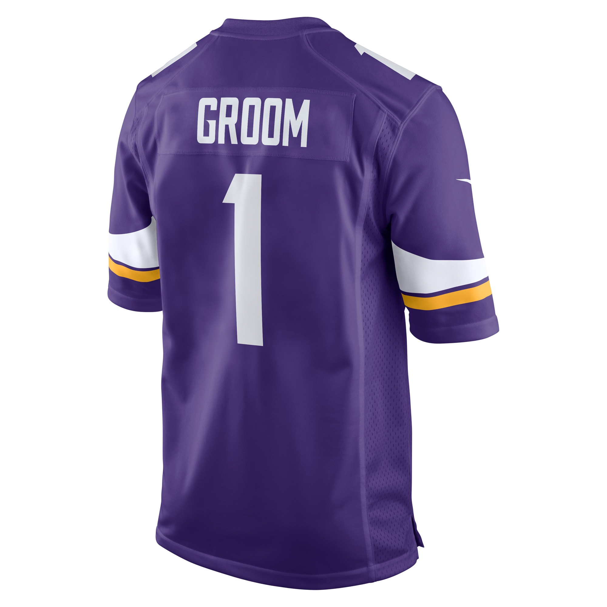 Men's Minnesota Vikings Number 1 Groom Purple Game Jersey