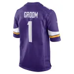 Men's Minnesota Vikings Number 1 Groom Purple Game Jersey