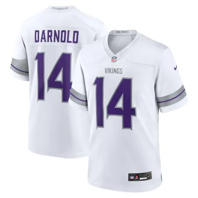Men's Minnesota Vikings Sam Darnold White Alternate Game Player Jersey 01