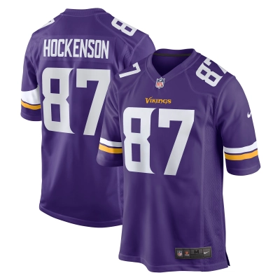 Men's Minnesota Vikings T.J. Hockenson Purple Game Player Jersey 01