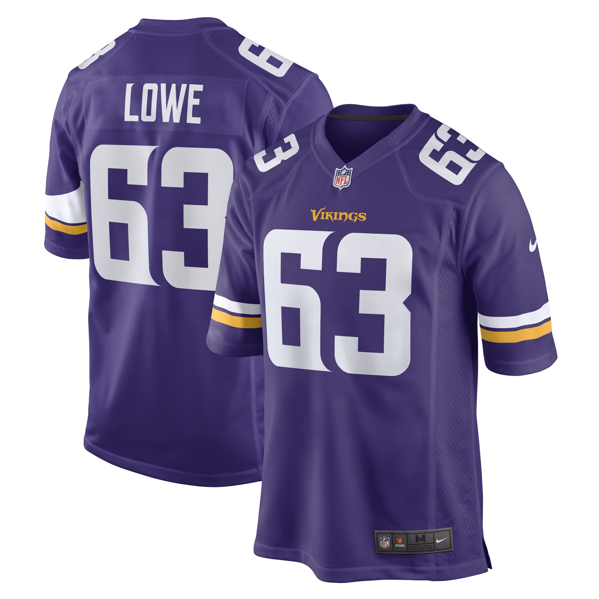 Men's Minnesota Vikings Vederian Lowe Purple Game Player Jersey