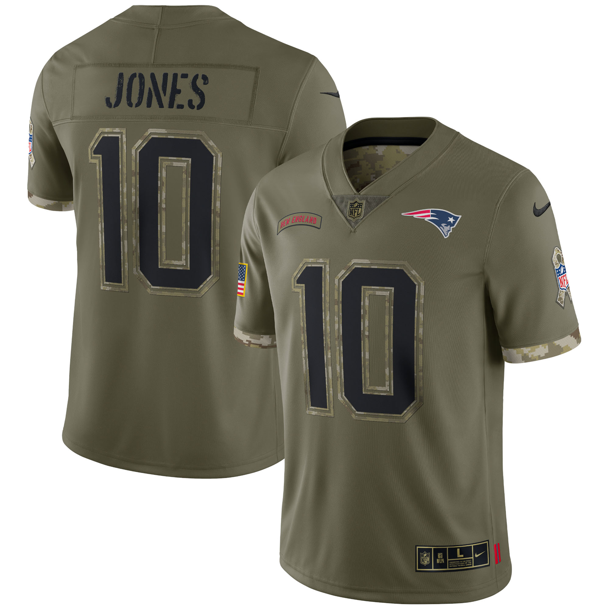 Men's New England Patriots Olive 2022 Salute To Service Limited Jersey