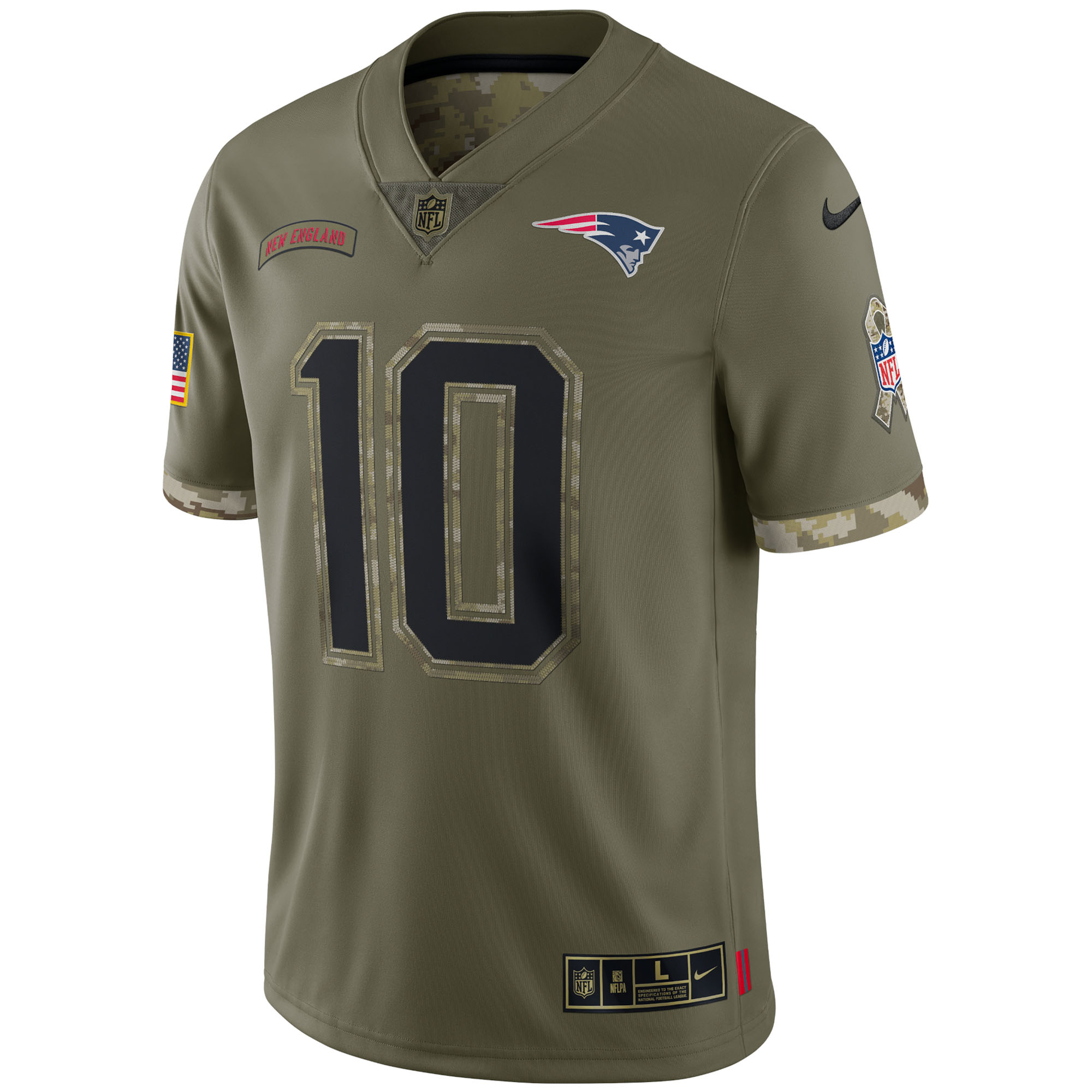 Men's New England Patriots Olive 2022 Salute To Service Limited Jersey