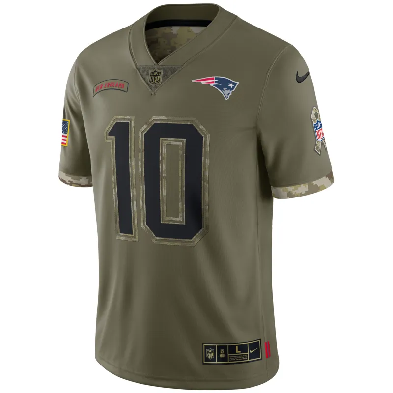 Men's New England Patriots Olive 2022 Salute To Service Limited Jersey