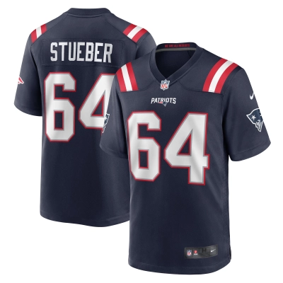 Men's New England Patriots Andrew Stueber Navy Game Player Jersey 01