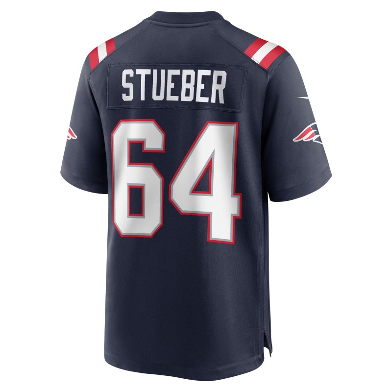 Men's New England Patriots Andrew Stueber Navy Game Player Jersey