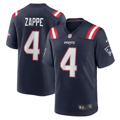 Men's New England Patriots Bailey Zappe Navy Game Player Jersey 01