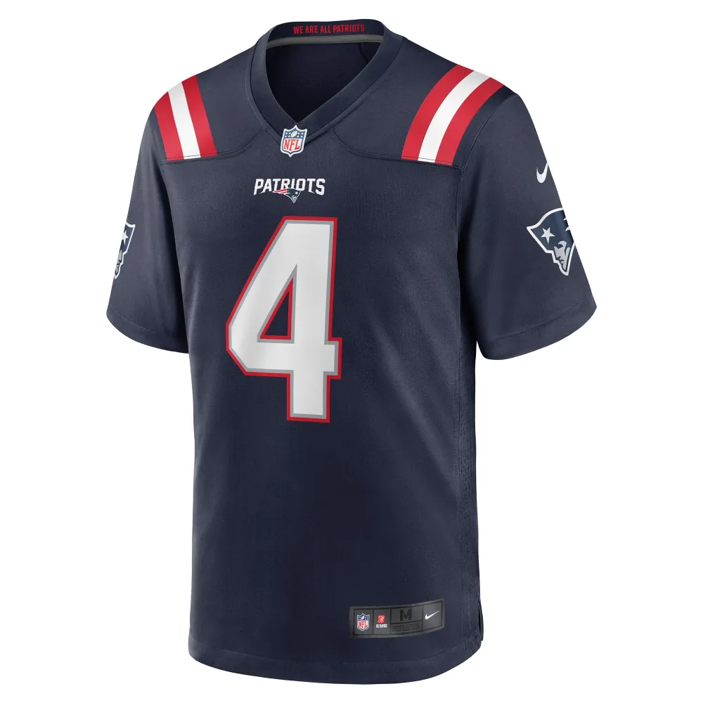 Men's New England Patriots Bailey Zappe Navy Game Player Jersey