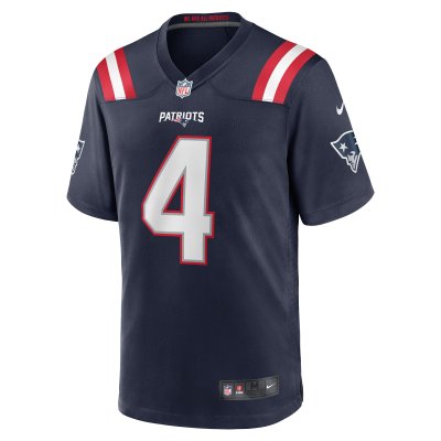 Men's New England Patriots Bailey Zappe Navy Game Player Jersey 02