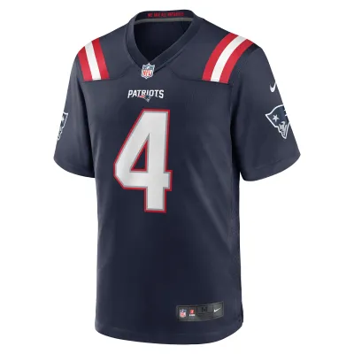 Men's New England Patriots Bailey Zappe Navy Game Player Jersey 02