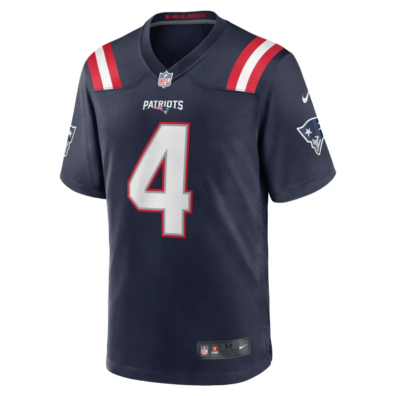 Men's New England Patriots Bailey Zappe Navy Game Player Jersey