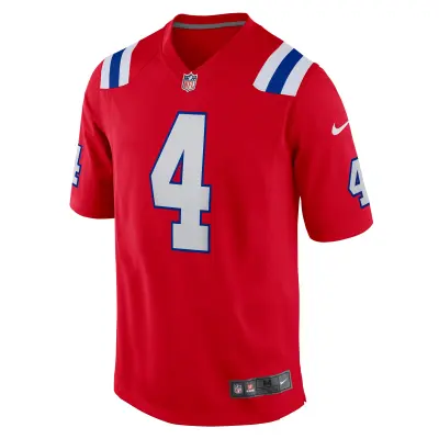 Men's New England Patriots Bailey Zappe Red Alternate Game Player Jersey 02