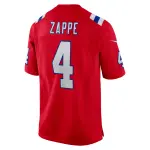 Men's New England Patriots Bailey Zappe Red Alternate Game Player Jersey