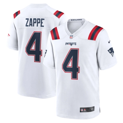 Men's New England Patriots Bailey Zappe White Game Player Jersey 01
