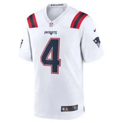 Men's New England Patriots Bailey Zappe White Game Player Jersey 02