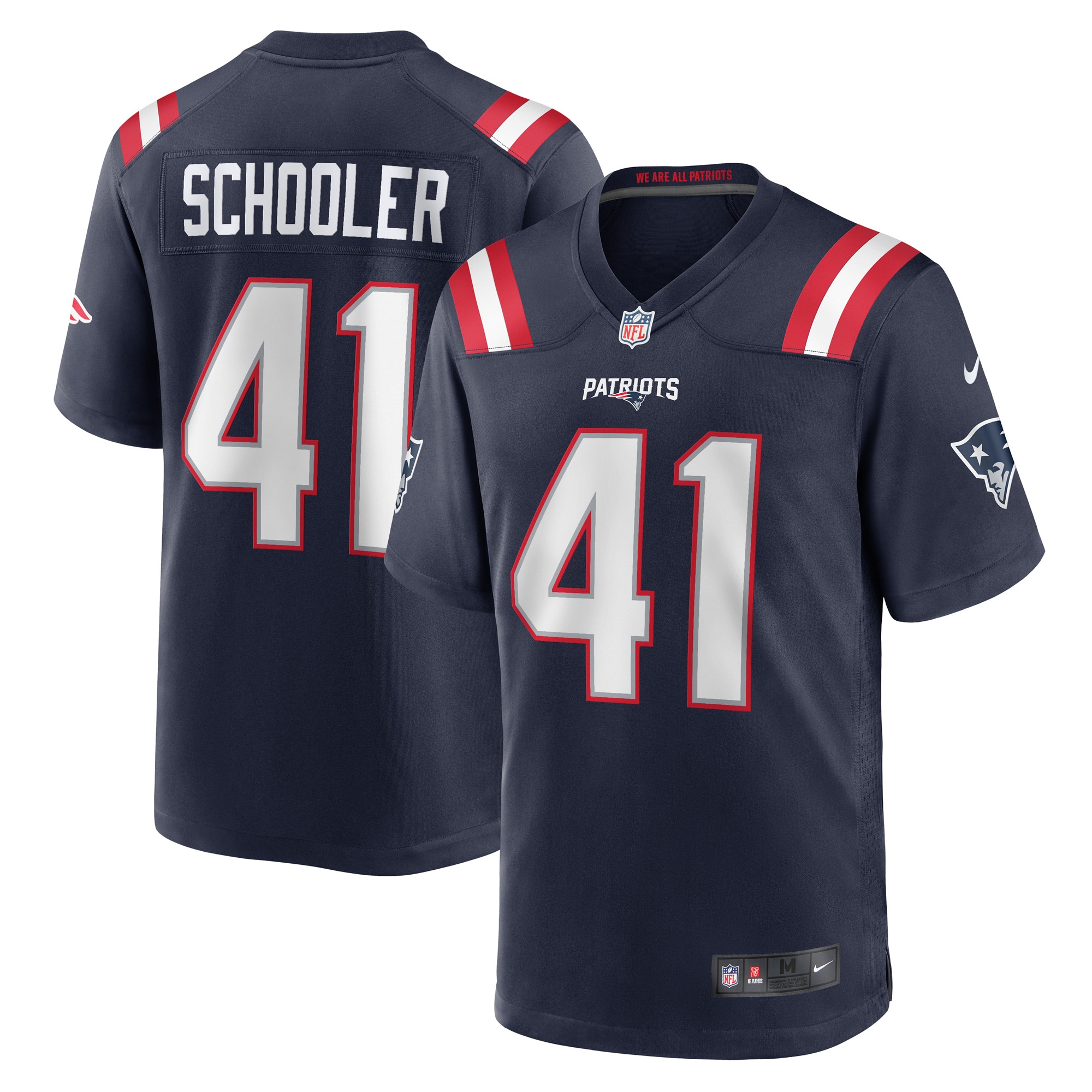 Men's New England Patriots Brenden Schooler Navy Game Player Jersey