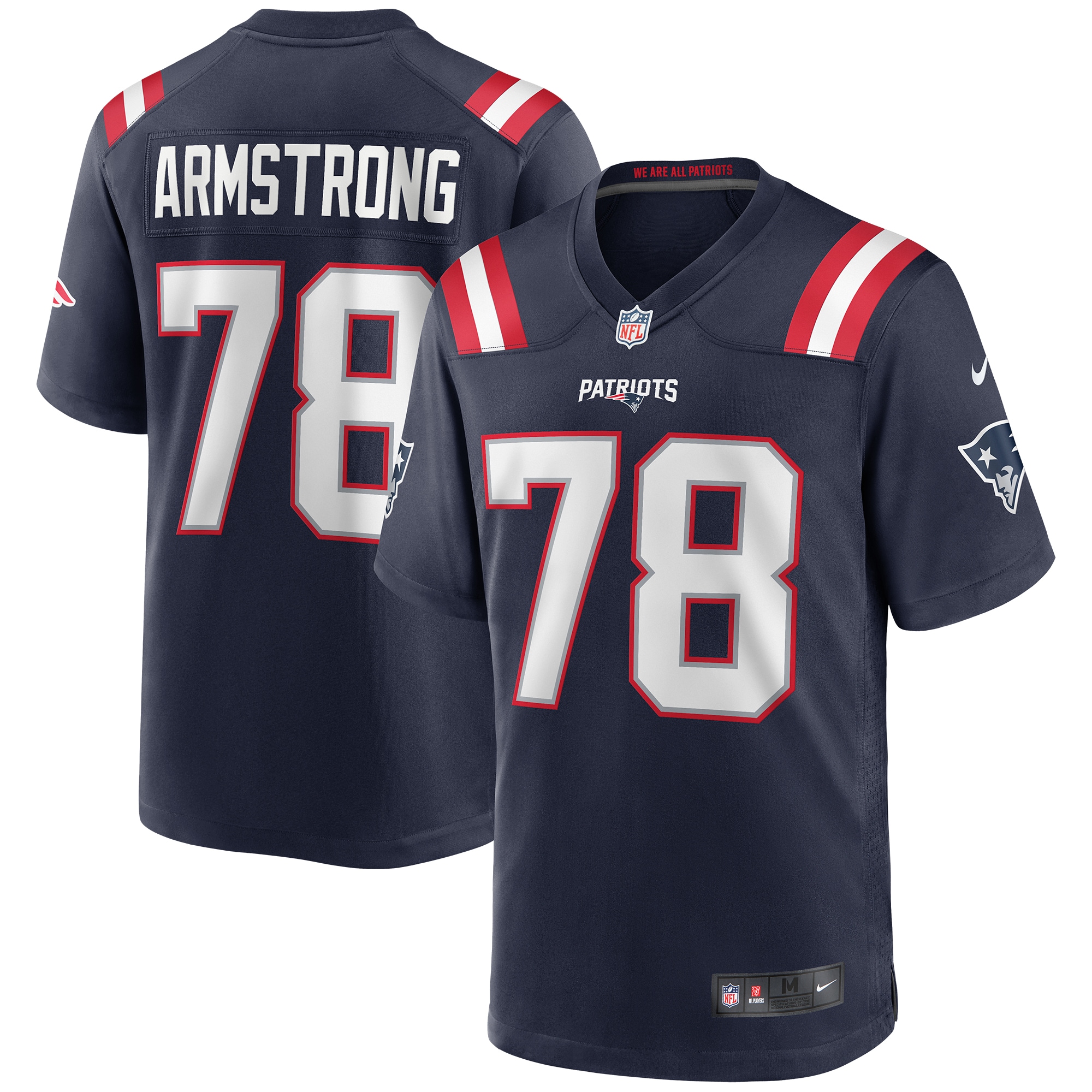 Men's New England Patriots Bruce Armstrong Navy Game Retired Player Jersey