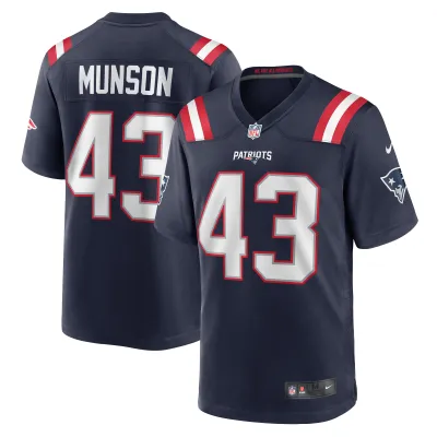 Men's New England Patriots Calvin Munson Navy Home Game Player Jersey 01