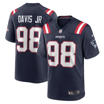 Men's New England Patriots Carl Davis Jr. Navy Game Player Jersey 01