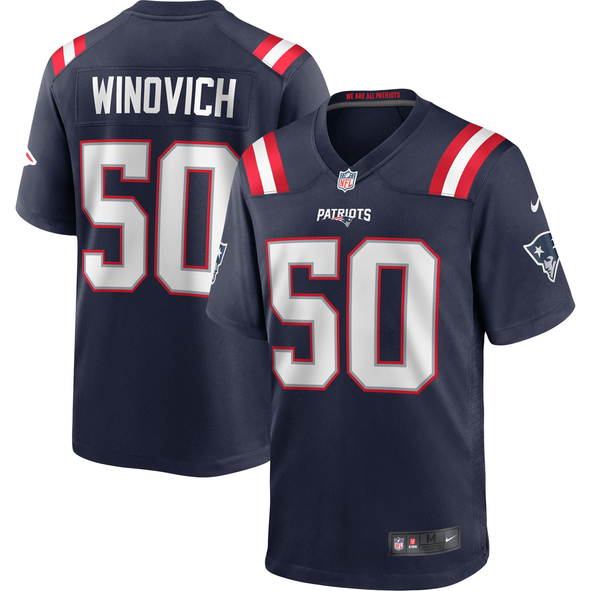 Men's New England Patriots Chase Winovich Navy Game Player Jersey