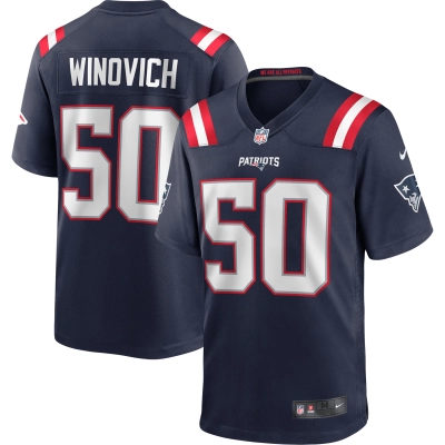 Men's New England Patriots Chase Winovich Navy Game Player Jersey 01