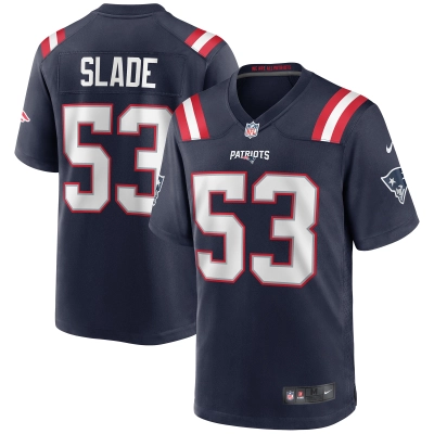 Men's New England Patriots Chris Slade Navy Game Retired Player Jersey 01