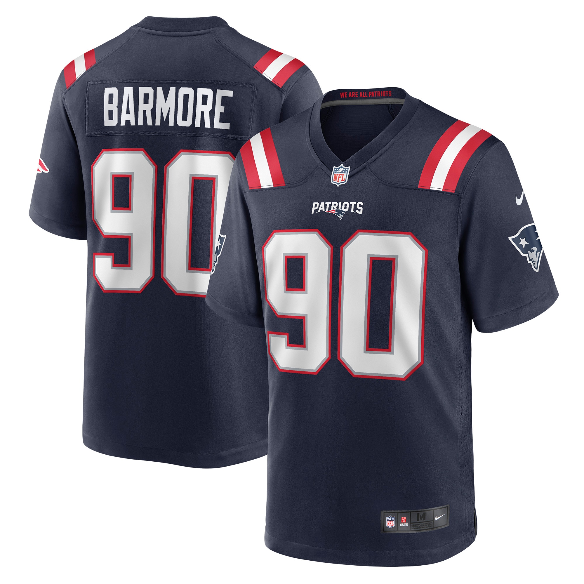 Men's New England Patriots Christian Barmore Navy Player Game Jersey