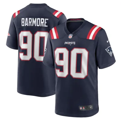 Men's New England Patriots Christian Barmore  Navy Player Game Jersey 01